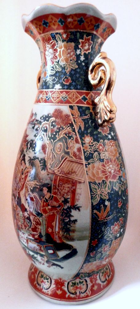 Čínská váza ručně malovaná, zlacená 355 mm